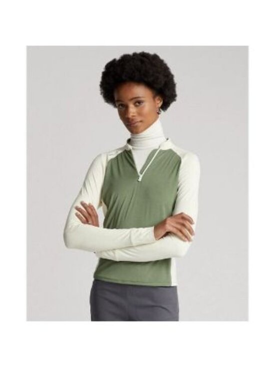 RLX Golf Ralph Lauren Tops - NEW! RLX Golf Ralph Lauren Women's L Color-Blocked Jersey Zip Pullover NWT $148